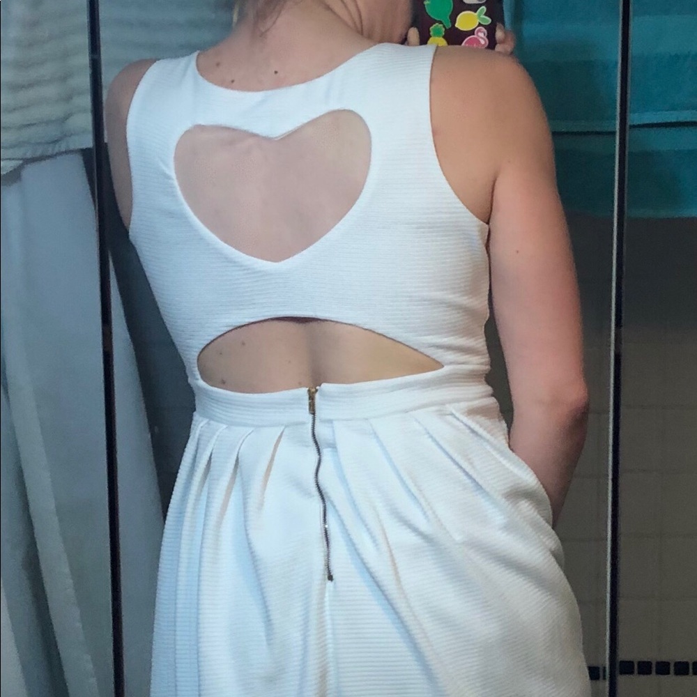 White Heart Cutout Dress - Juniors Size Large